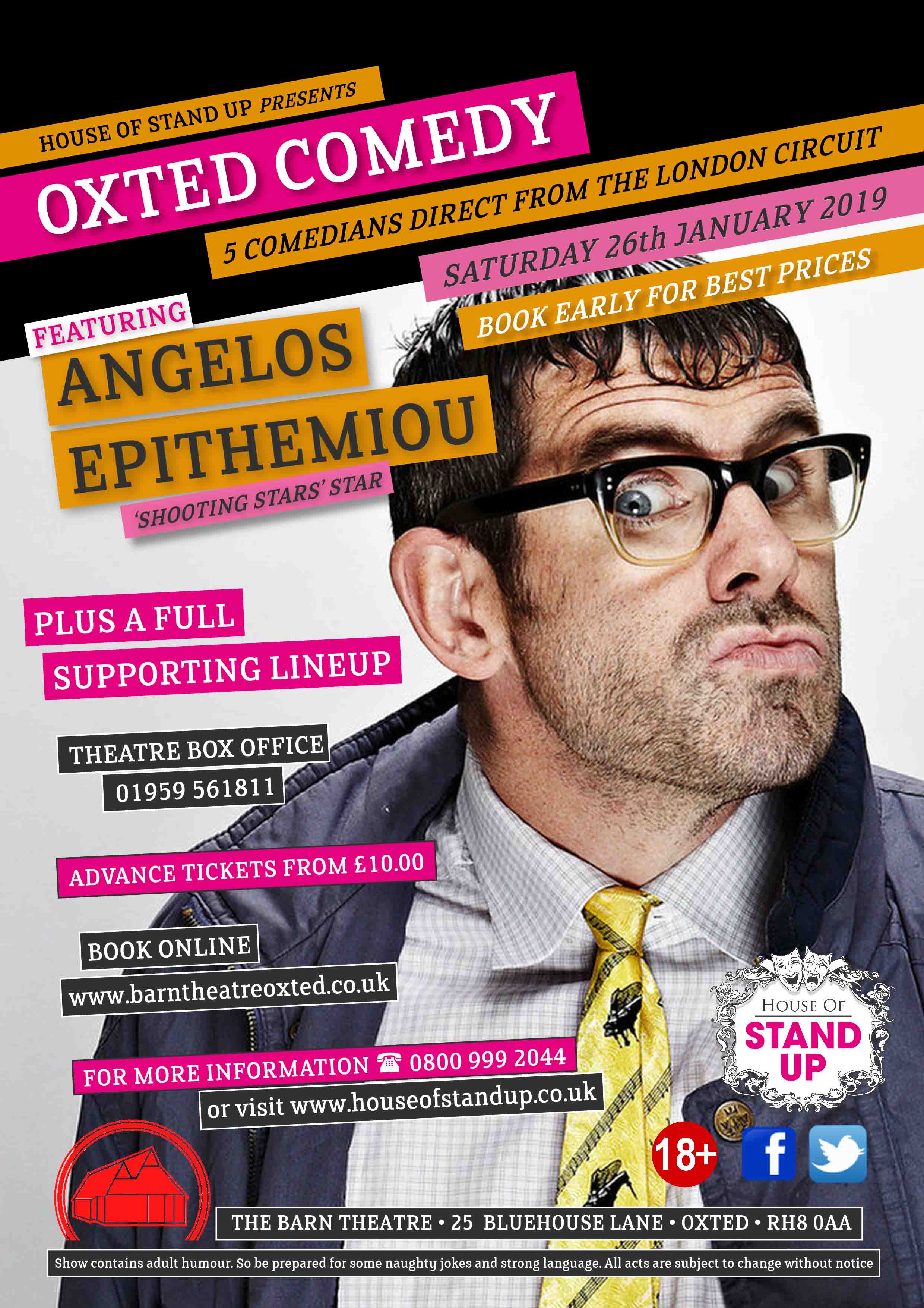 Oxted Comedy Featuring Angelos Epithemiou And Full Supporting Cast At Oxted Comedy Featuring Angelos Epithemiou And Full Supporting Cast At